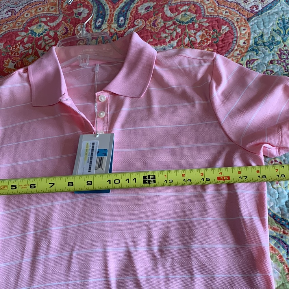 Nike Golf Dry Fit Medium Palm Springs Short Sleeve Pink and white stripp… - Picture 15 of 15